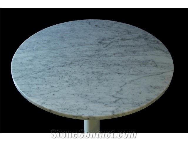 Carrara White Marble Table Round Tops