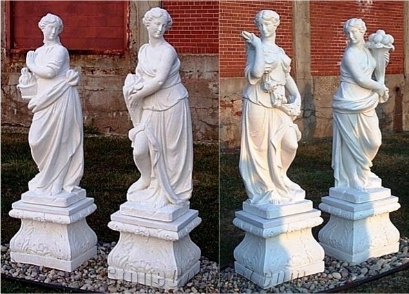 Carved Marble Four Season Females Statuary
