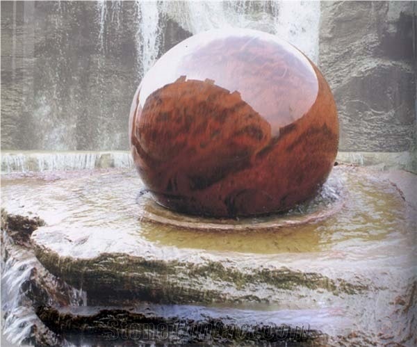 Garden Juparana Indian Granite Fountain Ball
