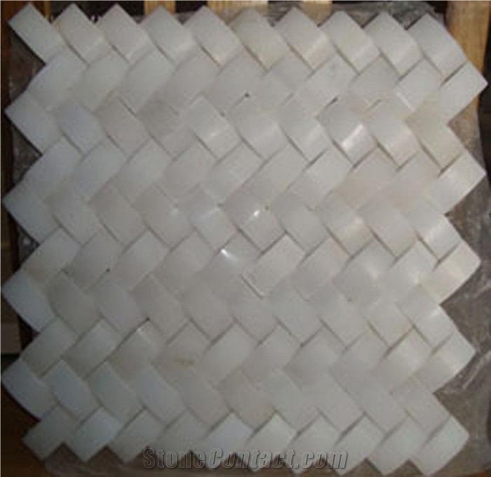 Woven White Marble Mosaic Tiles