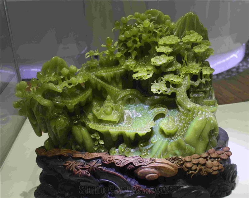 China Sculpture Green Jade Arts