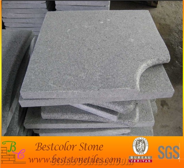 Black and Silver Grey Granite Flamed & Brushed Bullnose Swimming Pool Coping, G603 Silver Grey Granite Swimming Pool Coping