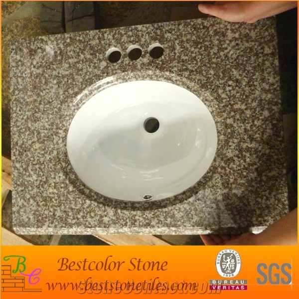 G664 Bainbrook Brown China Granite Vanity Top Mounted with Porcelain Bowl (Cardboard Packing)