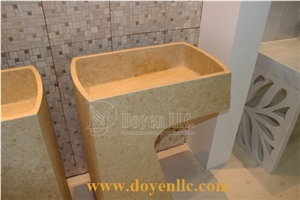 Perlato Sf Beige Marble Bathroom Vanity Tops with Basins