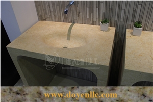 Perlato Sf Beige Marble Bathroom Vanity Tops with Basins