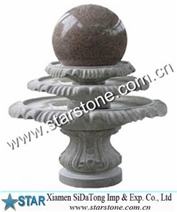 Certification Landscape Stone,Red Granite Ball Fountain