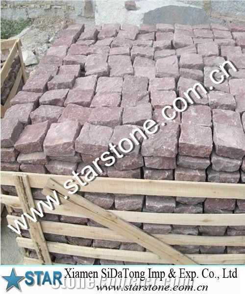Red Granite Flamed Cobble Stone