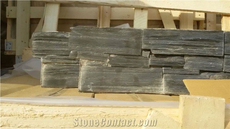 China Black Slate Stacked Stone,Culture Stone,Wall Cladding Panel