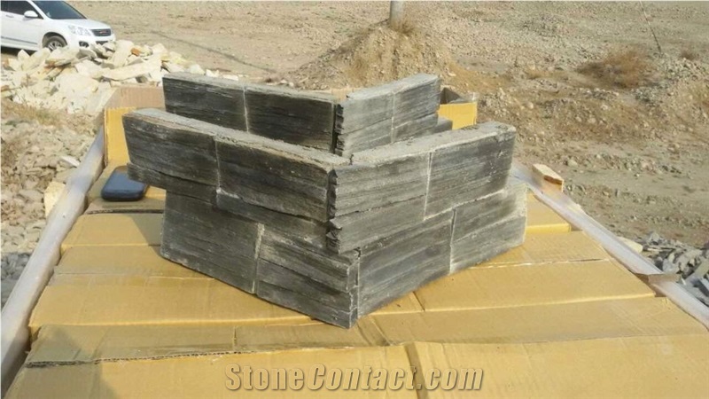 China Black Slate Stacked Stone,Culture Stone,Wall Cladding Panel