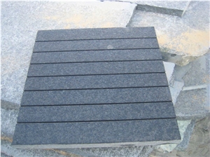 Surface Grooved G684 Fuding Black Basalt Tile, China Black Basalt