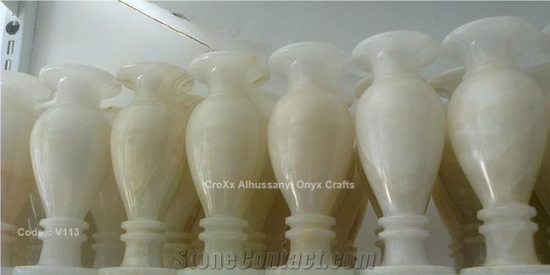 Flower Vase, White Onyx Vase