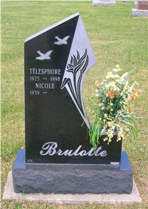 Hand Made Black Tombstone, Shanxi Black Granite Headstone