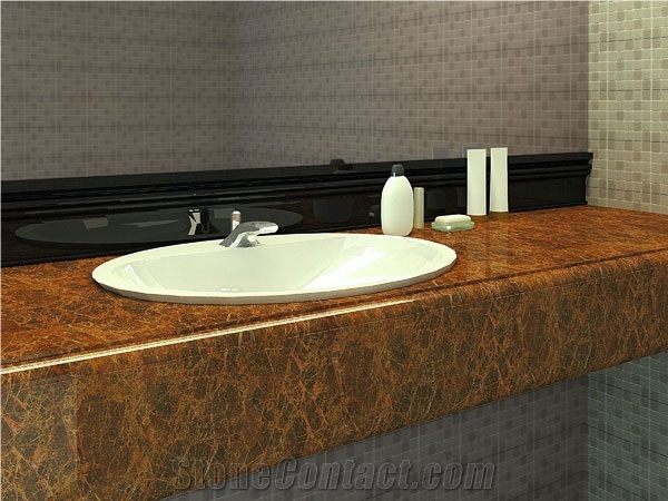 Natural Stone Thin Panel Bathroom Top-Fiberglass Backed Marble Stone Vanity Top