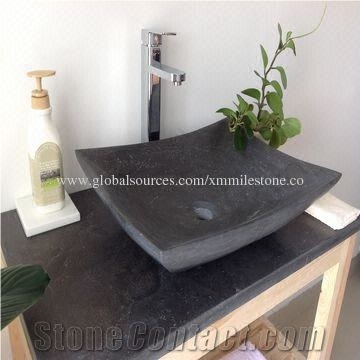 Blue Limestone Bathroom Zen Sink with Big Monthly Capacity