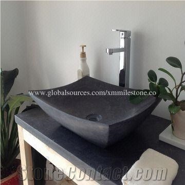 Blue Limestone Bathroom Zen Sink with Big Monthly Capacity