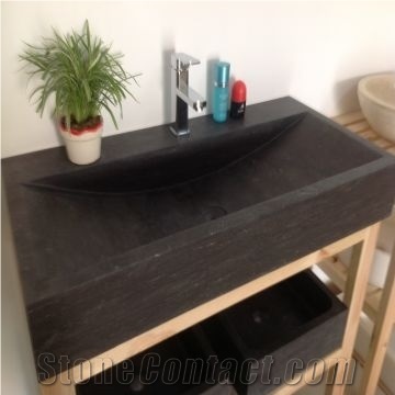Blue Limestone Large Basin with Faucet Hole