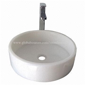 Crystal White Marble Barrel Sink with High Quality and Good Price