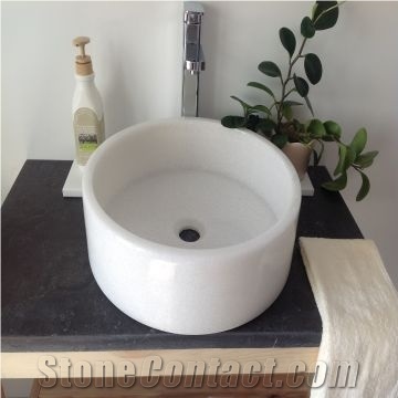 Crystal White Marble Barrel Sink with High Quality and Good Price