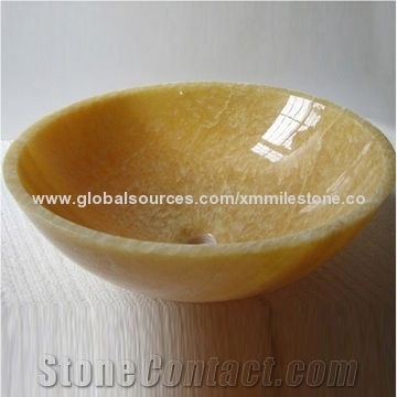Honey Onyx Round Sink, Various Shapes Are Available, Honey R Yellow Onyx Sinks