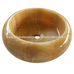 Honey Onyx Round Sink, Various Shapes Are Available, Honey R Yellow Onyx Sinks