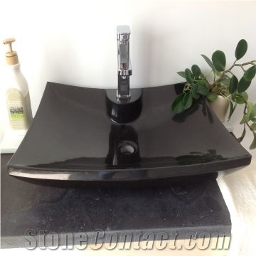 Mongolia Black Granite Bathroom Sink with Faucet Hole