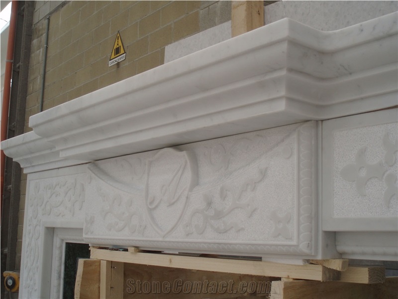 Bianco Di Prali Marble Carved Fireplace
