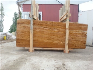 Golden (Yellow) Travertine Tiles , Karabuk Yellow Travertine Tiles