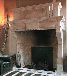 Antique Castle Fireplace Mantels, Saint Agnant White Limestone Fireplace Mantels