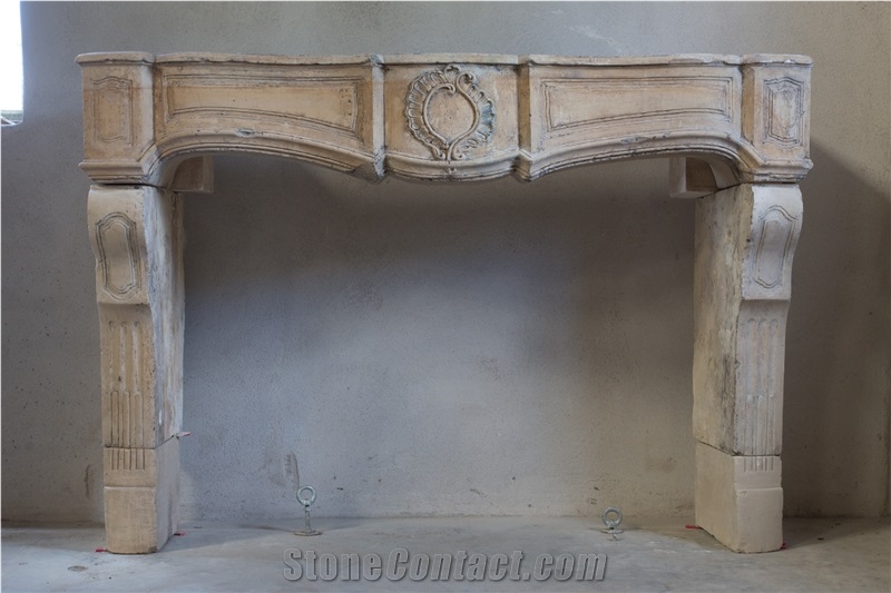 Antique Fireplace, Pierre De Limeyrat Beige Limestone Fireplaces