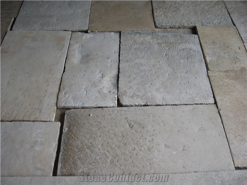 Antique French Dalles De Bourgogne Limestone Floor Pattern Slabs & Tiles, Bourgogne Boise Limestone Slabs & Tiles