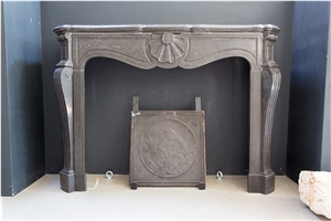 Beautiful Black Antique Fireplace from France, Noir Francaise Black Marble Fireplaces