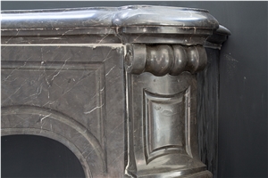 Beautiful Black Antique Fireplace from France, Noir Francaise Black Marble Fireplaces