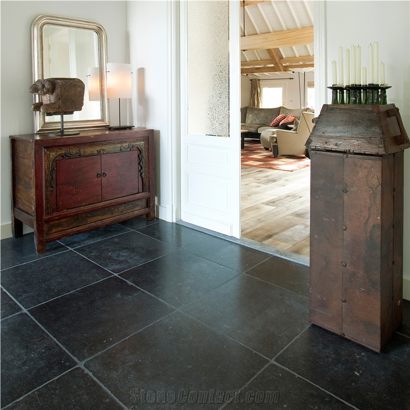 Belgian Black Blue Stone Antique Floor Tiles, Belgium Black Blue Stone