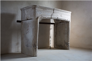 French Limestone Antique Fireplace, Fontbelle Beige Limestone Fireplaces