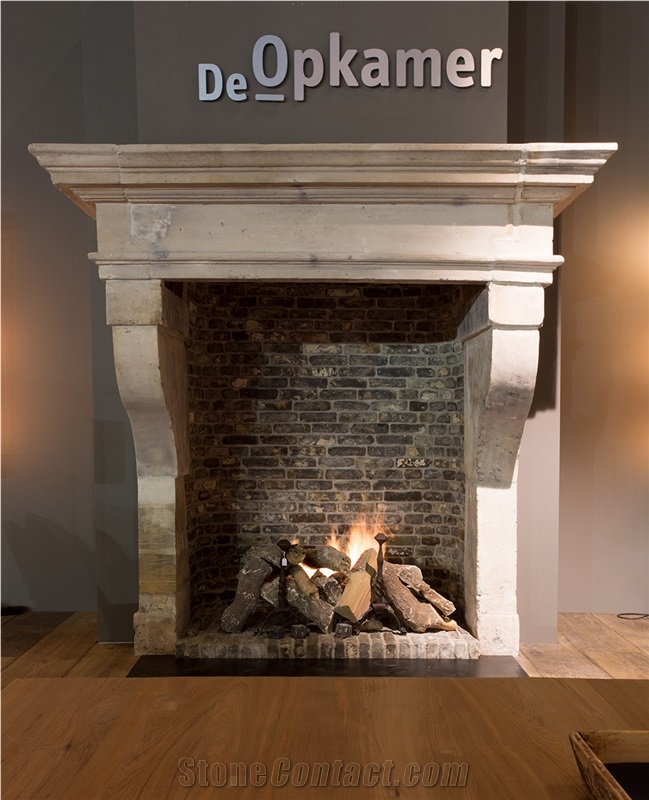 Lavoux Dore French Limestone Antique Fireplace