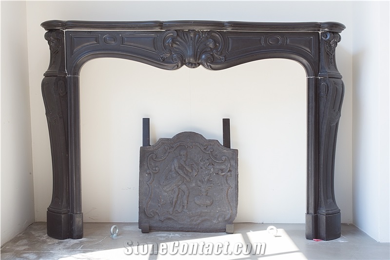 Noir Grand Antique Marble Fireplace