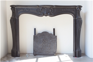 Noir Grand Antique Marble Fireplace