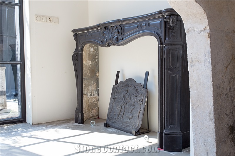 Noir Grand Antique Marble Fireplace From Netherlands