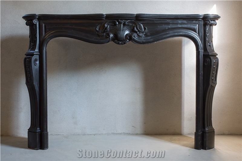 Oderen Black Antique Marble Fireplace