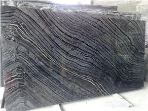 Chinese Black Marble Wood Veins Slab Tiles, China Black Marble