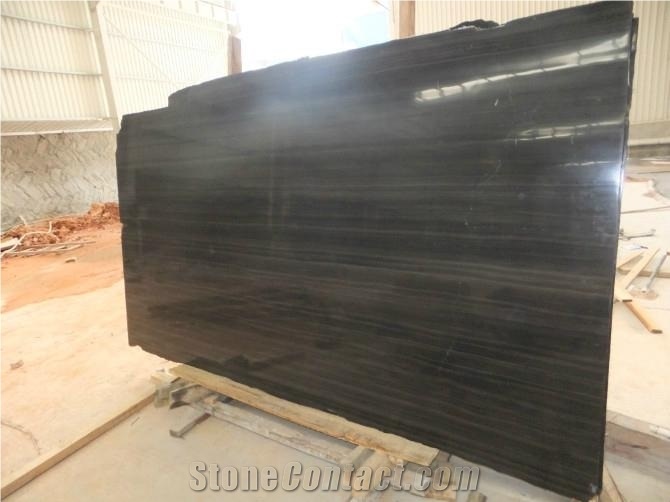 Chinese Black Wood Vein Marble Slab Tile, China Black Marble
