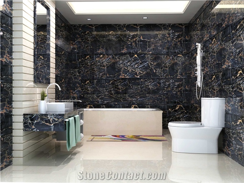 Chinese Classic Black and Gold, Athens Gold Marble Slab Tiles, China Black Marble