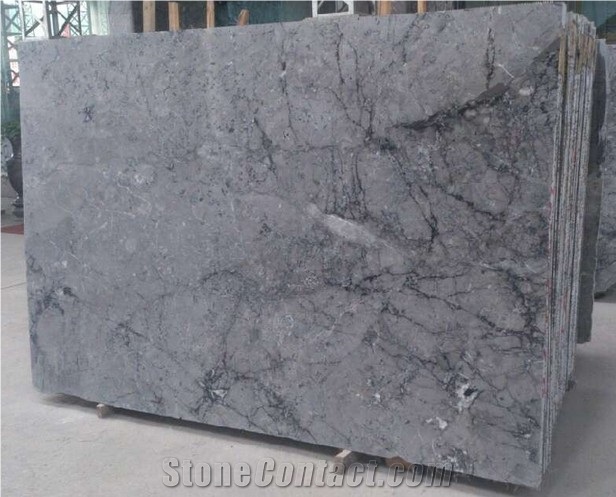 Chinese Grey Wolf Marble Slab Tiles, China Grey Marble
