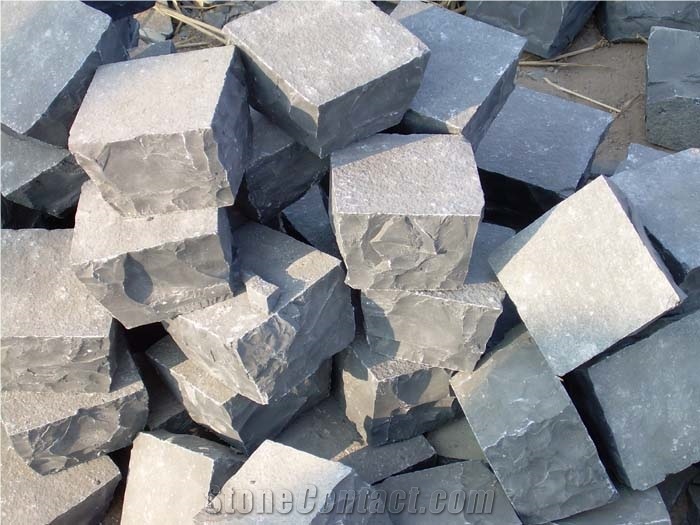 Indian Black Limestonoe Cube Stone & Pavers, Cobbles