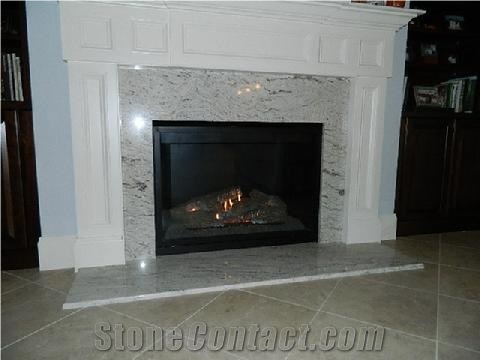 Cavalete White Granite Fireplace Design, Granite Around Fireplace