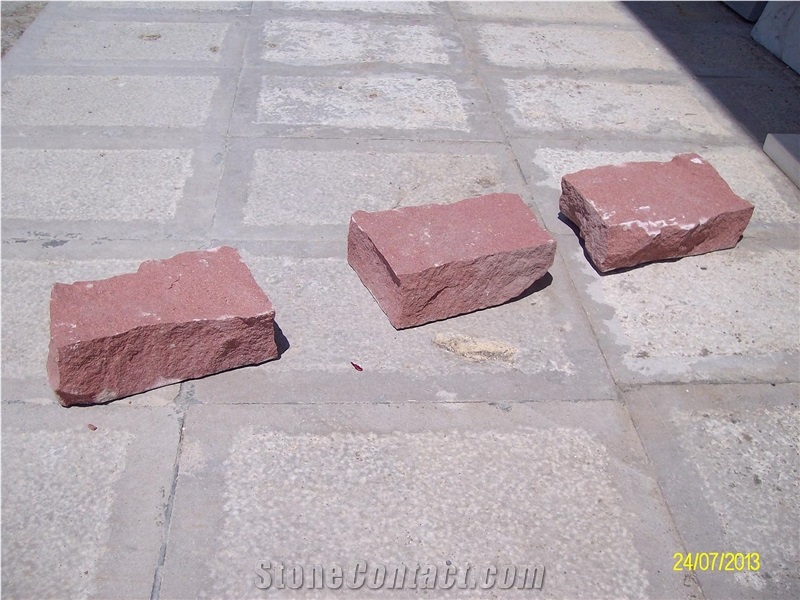 Kirchevo Sandstone Cobble Stone, Red Sandstone Cube Stone & Pavers
