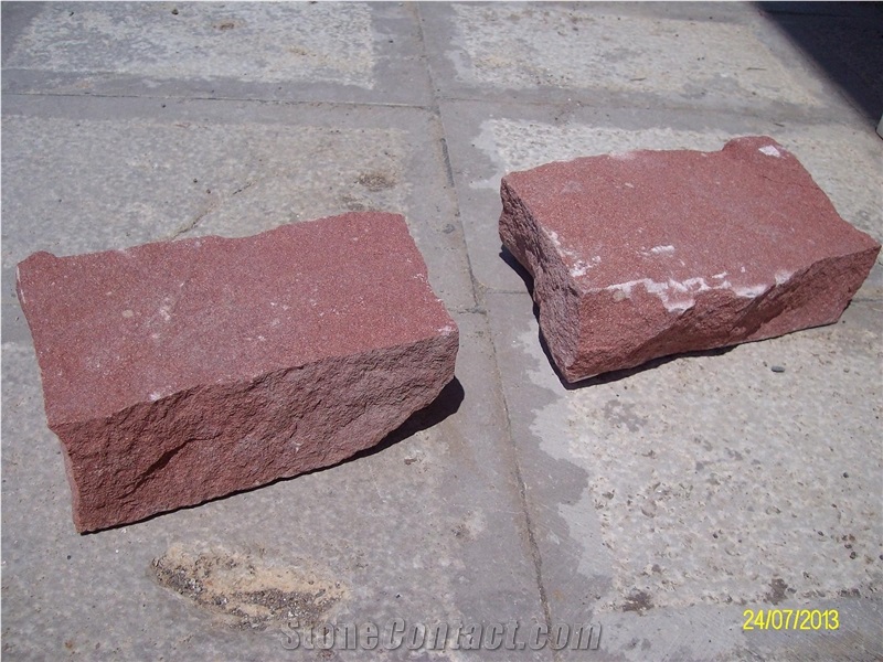 Kirchevo Sandstone Cobble Stone, Red Sandstone Cube Stone & Pavers