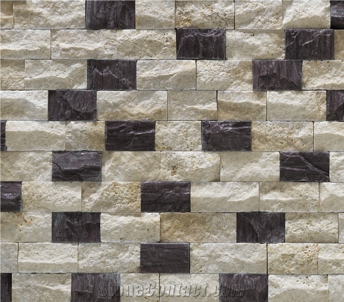 Light Travertine Split Face Wall Mosaic Tiles