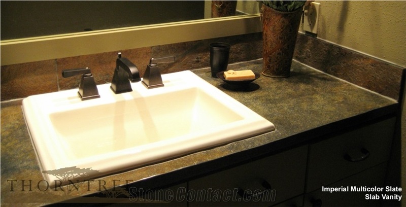 Imperial Multicolor Slate Bath Countertop, Imperial Black Slate Bath Tops