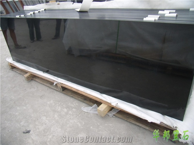 Manufacturers Cheap Black Granite Polished Slab,China Absolute Black Granite